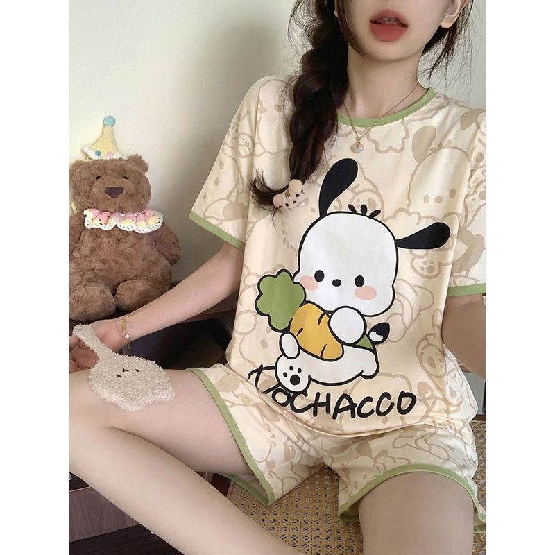 Summer Clothes - パジャマベストセラー ポチャッコ 新しい夏のかわいい女性用半袖ショーツ 2 ピースギフトホーム服セット快適な漫画