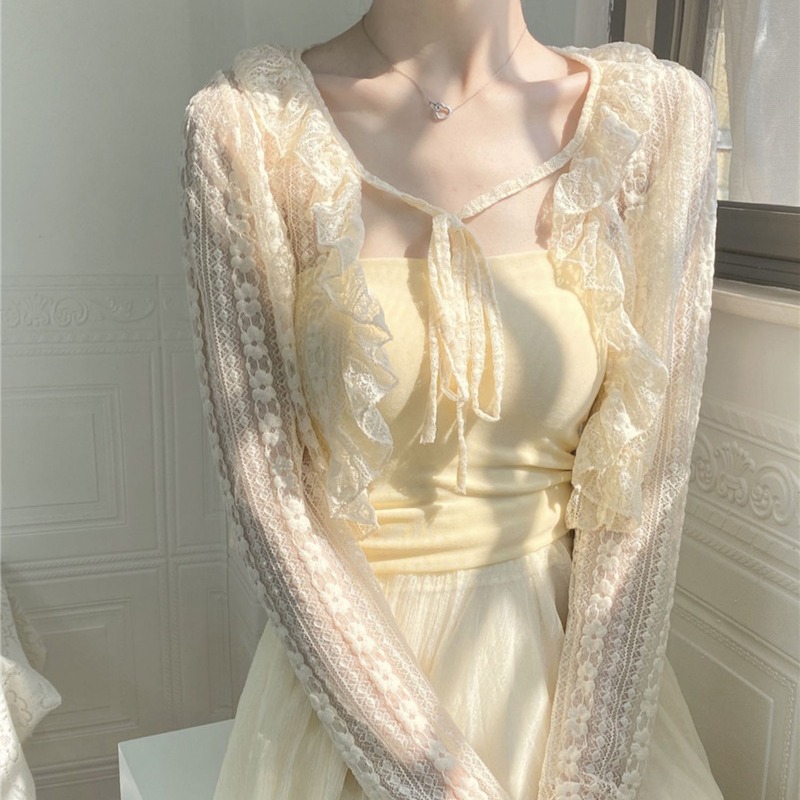 Summer Clothing Wear - ショートレースカーディガン 2026 新作 アウターウェア 日焼け止め服 レディースショール