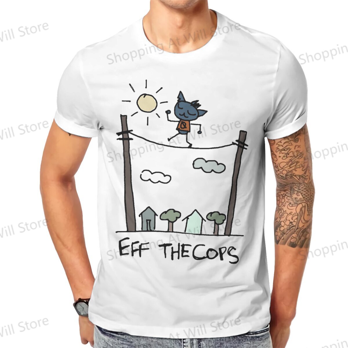 Summer Clothing Drawing - 男性と女性のための半袖ラウンドネックTシャツ,ストリートウェア,植物,夜,夏,S-6XL