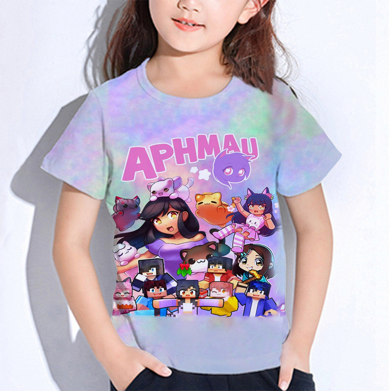 Summer Clothing Baby Boy - Aphmau-子供用Tシャツ,漫画のTシャツ,男の子と女の子用の半袖服,夏用