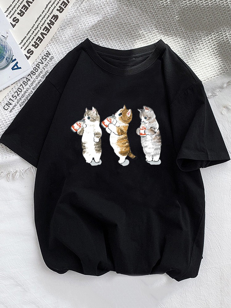 Summer Loving Clothing - 女性のためのユーモラスなオレンジの猫の夏のTシャツ,半袖のアニマルプリントのペットスタイル,ファッショナブルな婦人服,グラフィック