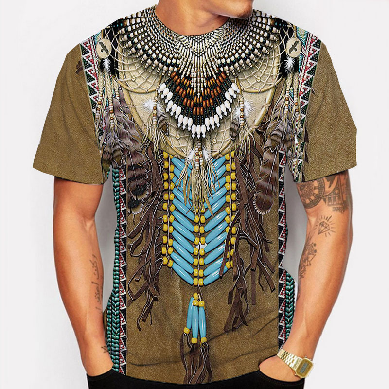 Indian Summer Vintage Clothing - インド Tシャツエスニックスタイル 3D プリントストリート男性女性ヴィンテージカジュアル特大半袖 Tシャツ男性 Tシャツトップス服