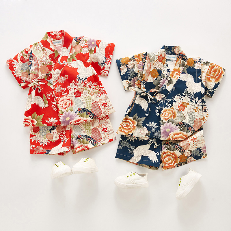 Summer Clothing Baby Boy - 夏子供浴衣服女の子男の子日本の着物ベビードレス子供浴衣衣装伝統的な着物綿パジャマ Z957
