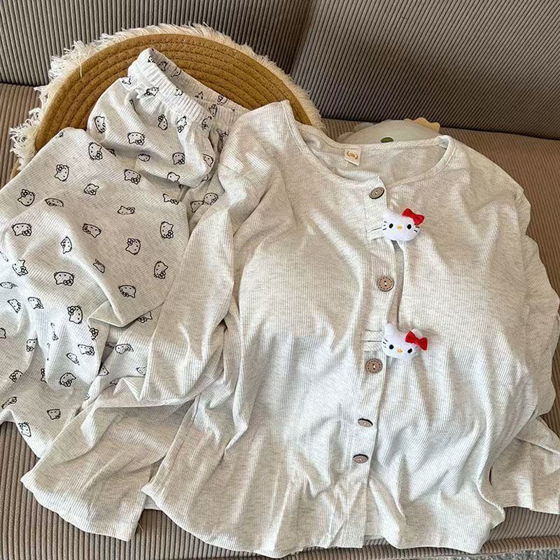 Summer Clothes - ハローキティパジャマ 胸パッド付き かわいい漫画柄 レディース 春新作 大きいサイズ