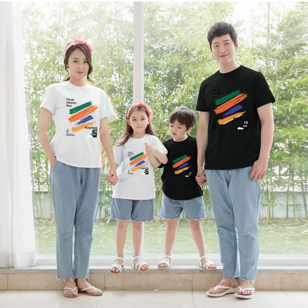 Summer Clothing Drawing - ファミリールックTシャツ2026夏 男の子 女の子と母父子供服 ママパパと息子娘お揃いTシャツ服