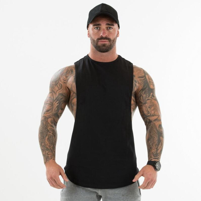 Summer Clothing Drop - 無地ボディービル服フィットネスメンズフロー遮断tシャツドロップアームホールジムタンクトップスワークアウトノースリーブベストタンクトップ