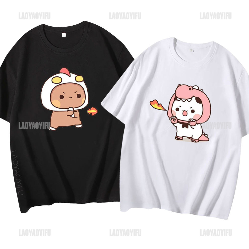 Summer Clothing For 60 Year Old Woman - 男性と女性のための漫画のパンダのクマのTシャツ,カジュアルな綿のトップス,カワイイブーブドゥブ,夏服,女の子のための汚れたシャツ