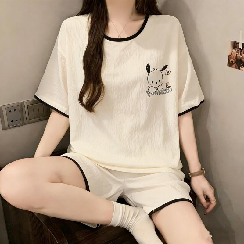 Summer Clothes - ポチャッコ夏の新しい半袖ショーツ 2 パジャマ女性の漫画カジュアルクラウドコットンラウンドネックホーム服快適