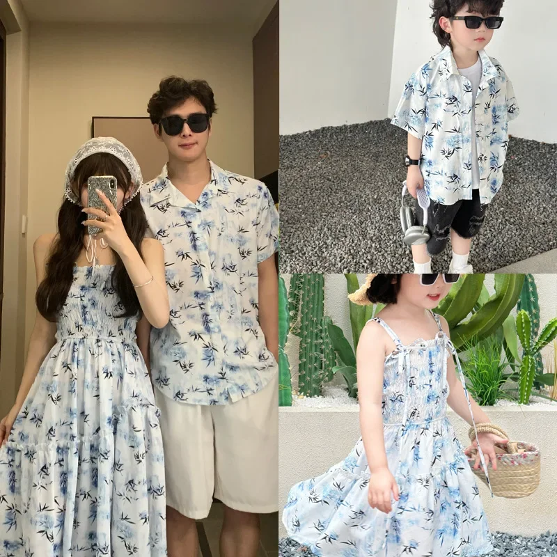 Summer Clothing Resort - 家族の休暇の服,家族のスタイル,ママ,娘,ビーチドレス,パパ,息子のシャツ,親,子供,夏の服