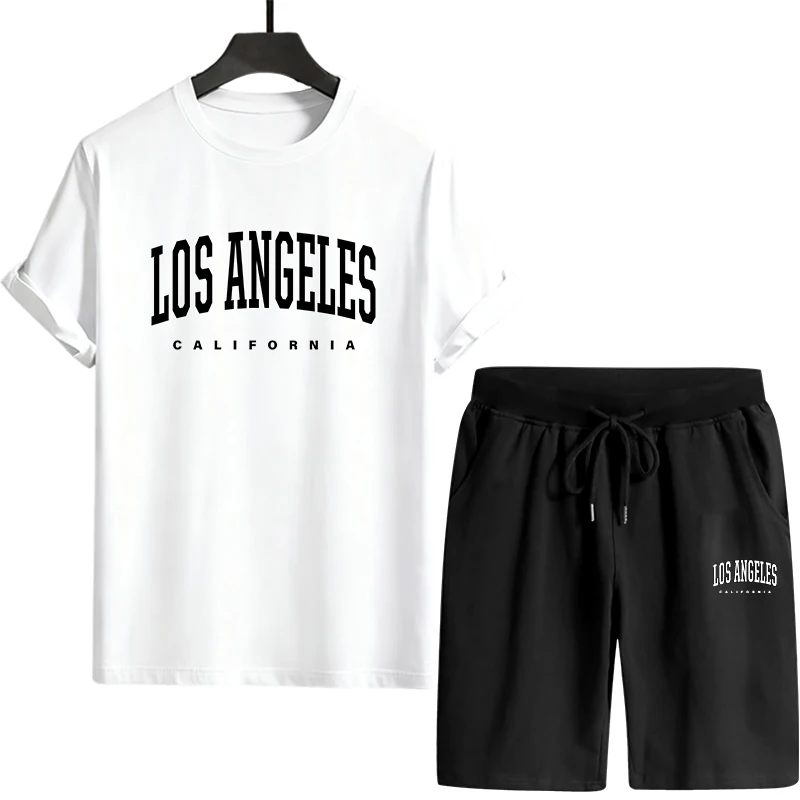 Summer Clothing Wear - メンズ Tシャツ トラックスーツ プリント カジュアル ルーズ