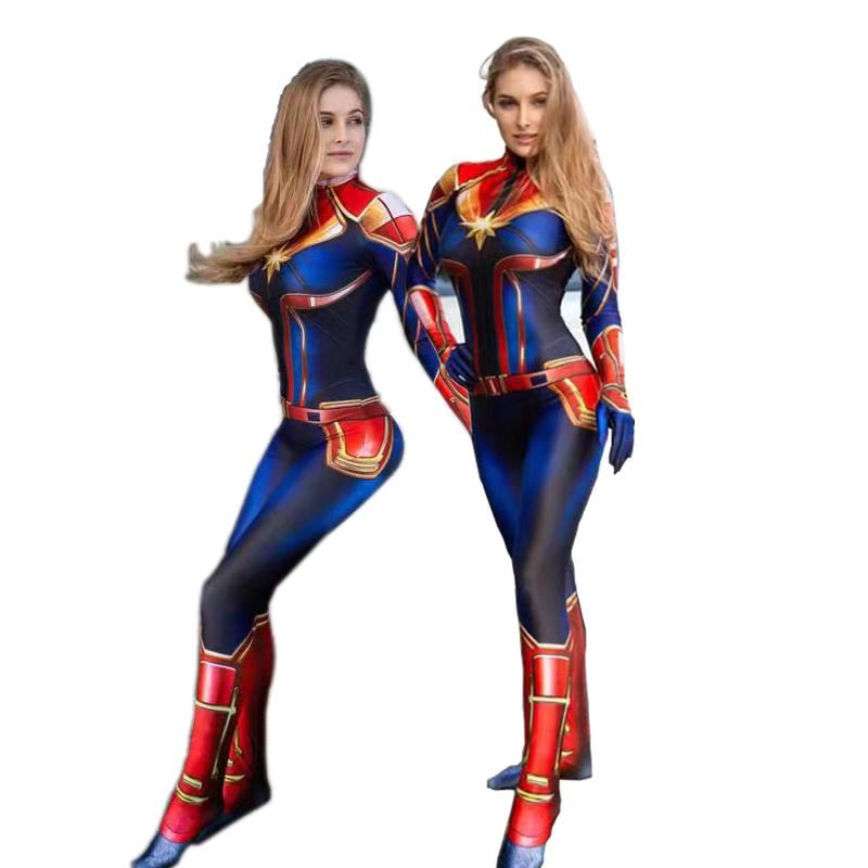Romper Playsuit Women - 映画キャプテンコスプレコスチューム 女性用スーパーヒーローコスチューム ステージジャンプスーツ ハロウィンカーニバル ロールプレイパーティー ゼンタイスーツ