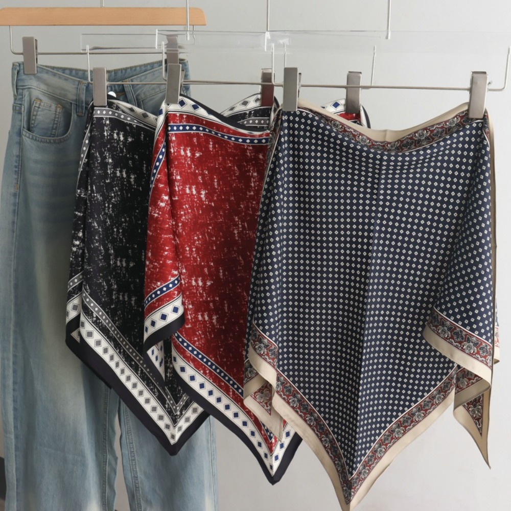 Summer Clothing Wraps - 新しいサテン女性のスカーフ絞り染めレトロスカーフベルト衣類アクセサリー装飾多機能ヘッドスカーフ春と夏