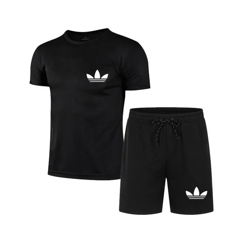 Summer Clothing Brands - 夏の新メンズブランドセットファッション速乾性スポーツウェア半袖 Tシャツ + スポーツショーツカジュアル服ジョギング
