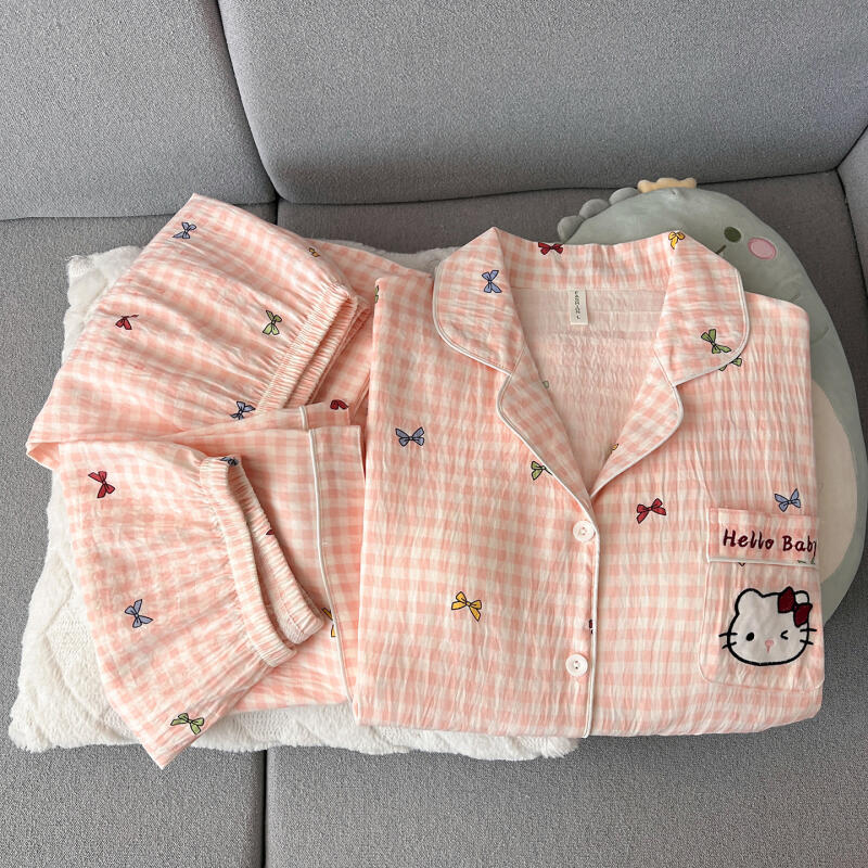 Summer Clothes - ハローキティ レディース パジャマ 3ピース 半袖スーツ 胸パッド付き