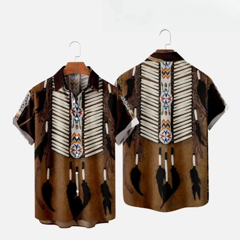 Indian Summer Vintage Clothing - インドエスニックスタイル 3D プリントビーチシャツ男性女性ファッションストリートヴィンテージ半袖シャツ男性トップスブラウス男の服
