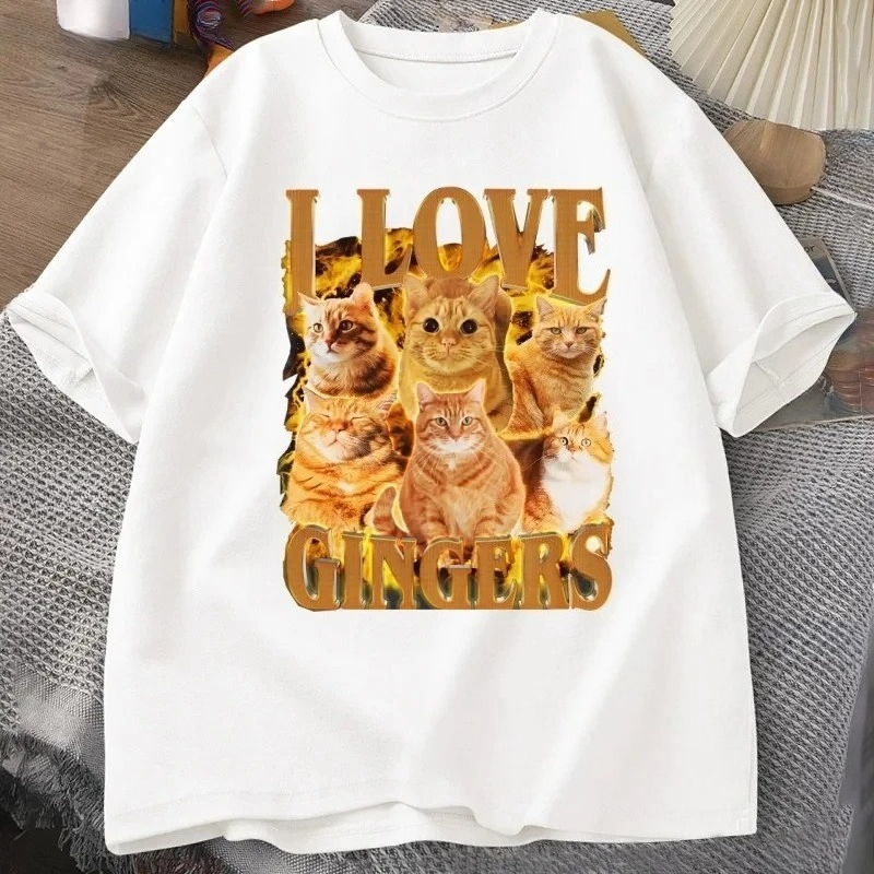 Summer Loving Clothing - I Love Ginger Tシャツ 面白いオレンジ猫 Tシャツ