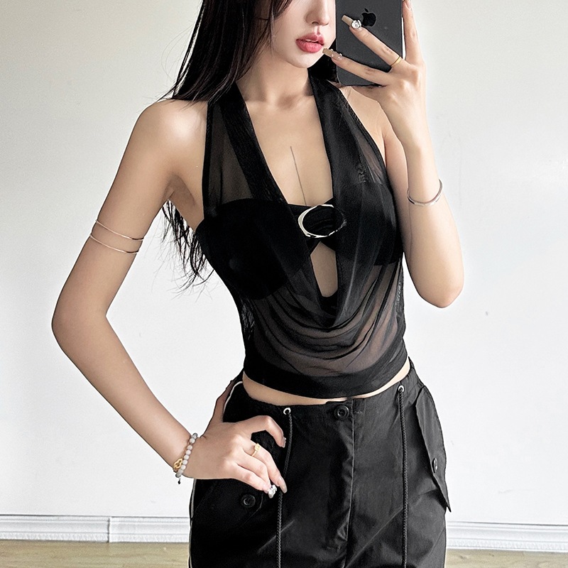 Summer Gauze Clothing - 2ピースセクシーホルターバンドゥトップ レディースファッション セクシーバックレスベスト ガーゼスリムフィットキャミソール 2026 ロパ