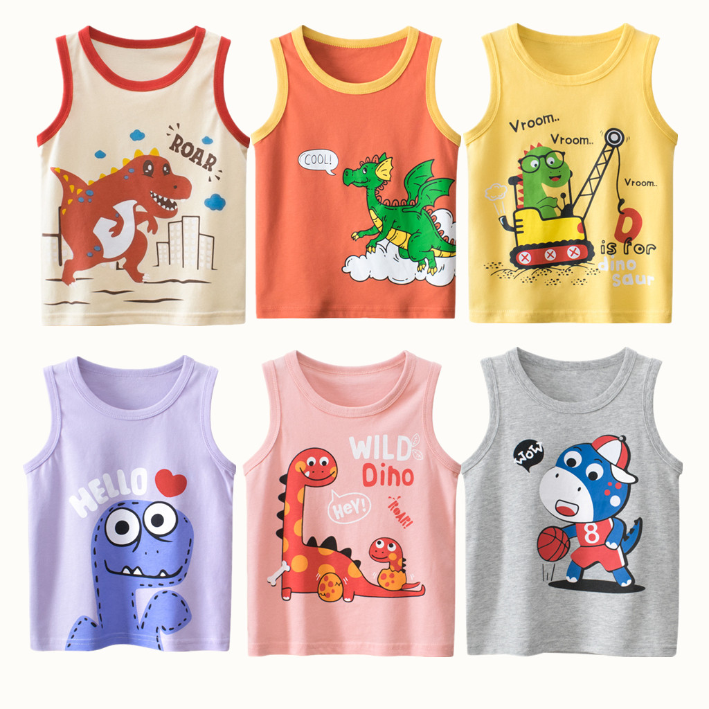Summer Clothing Baby Boy - 子供用Tシャツ,男の子と女の子用のカジュアルスポーツウェア,綿2023,恐竜の漫画,ベビーファッション100%