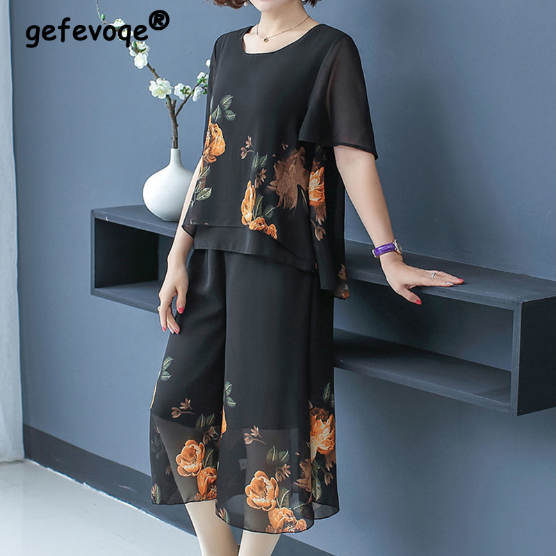 エレガントなファッション花柄レースショートセット夏 2025 - Summer Clothing For 60 Year Old Woman のレビューと価格