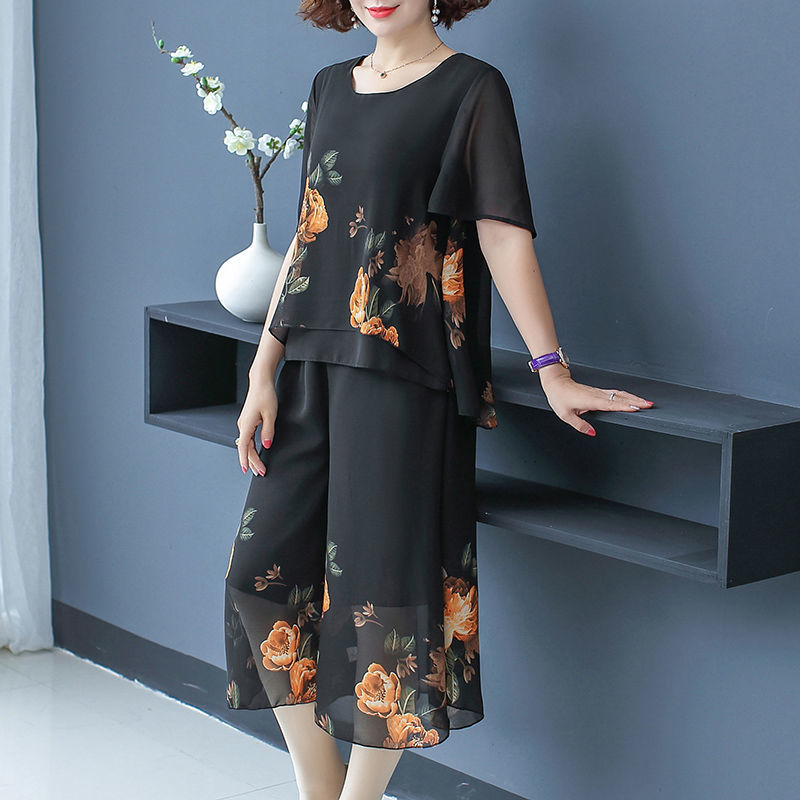 エレガントなファッション花柄レースショートセット夏 2025 - Summer Clothing For 60 Year Old Woman のレビューと価格