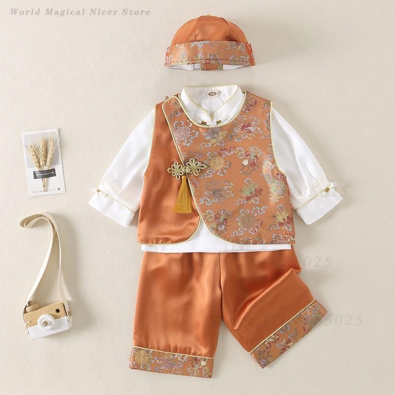 春夏ベビー唐服子供男の子女の子百日一歳衣装中国風東洋漢服写真 - Summer Clothing Baby Boy のレビューと価格
