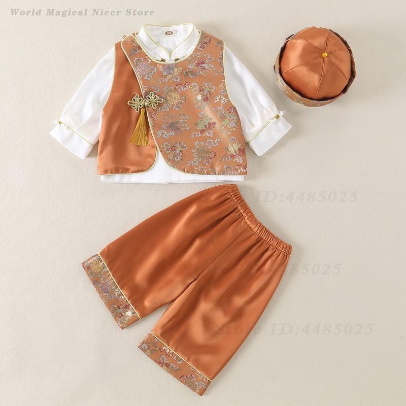春夏ベビー唐服子供男の子女の子百日一歳衣装中国風東洋漢服写真 - Summer Clothing Baby Boy のレビューと価格