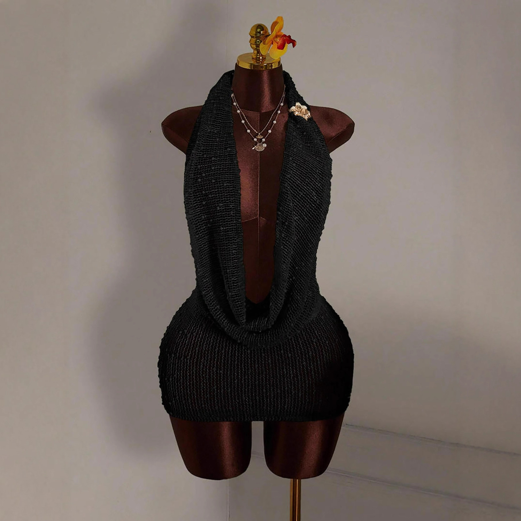 ニットボディコンミニドレス レディース セクシー ホルターネ - Summer Clothing Drawing のレビューと価格