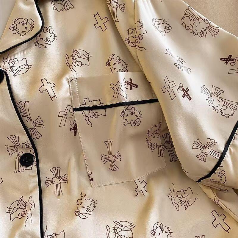 ハローキティ女性夏パジャマ人気女の子春秋半袖ショーツ 3 点 - Summer Clothes のレビューと価格