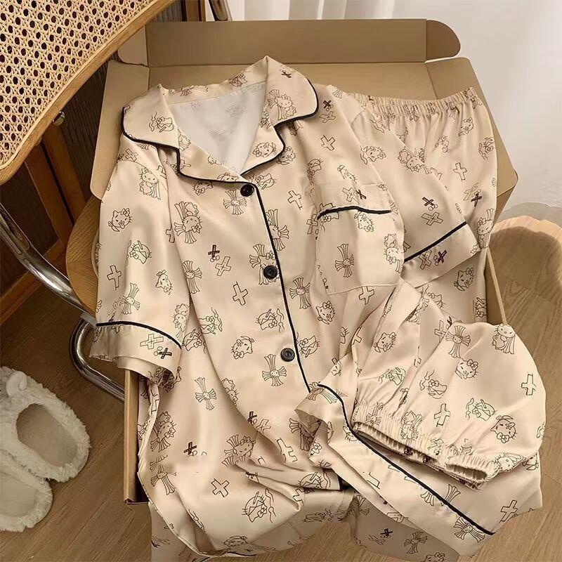 ハローキティ女性夏パジャマ人気女の子春秋半袖ショーツ 3 点 - Summer Clothes のレビューと価格