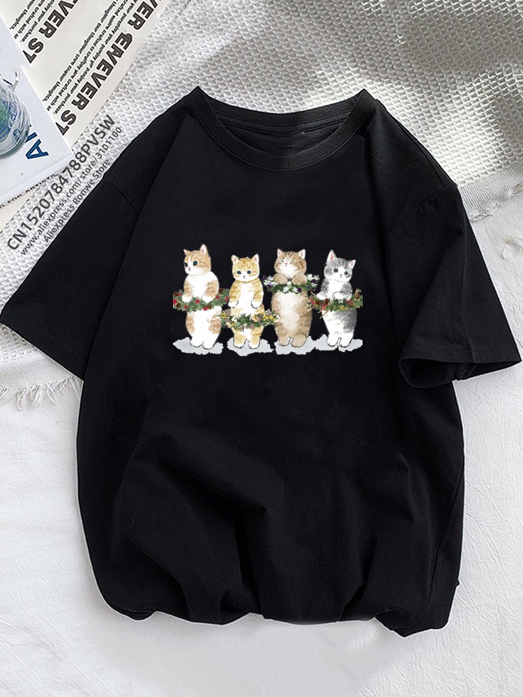 女性のためのユーモラスなオレンジの猫の夏のTシャツ,半袖のア - Summer Loving Clothing のレビューと価格