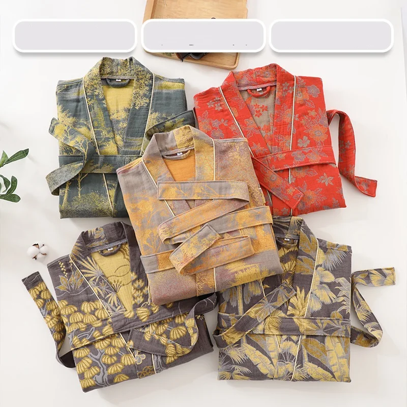 春夏純綿二重ガーゼバスローブ薄い染め生地ホーム服カップル和風 - Summer Gauze Clothing のレビューと価格