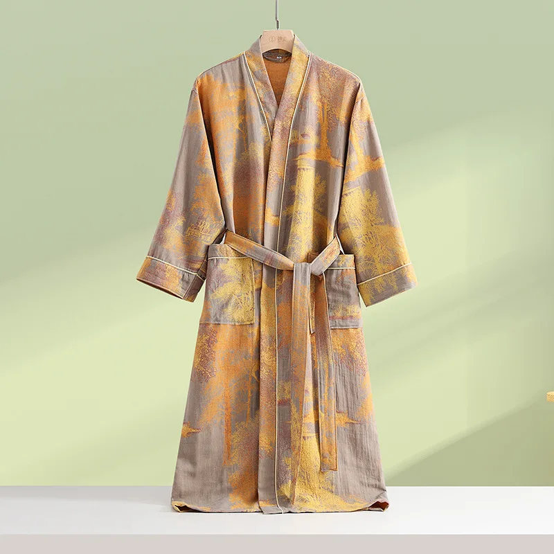 春夏純綿二重ガーゼバスローブ薄い染め生地ホーム服カップル和風 - Summer Gauze Clothing のレビューと価格