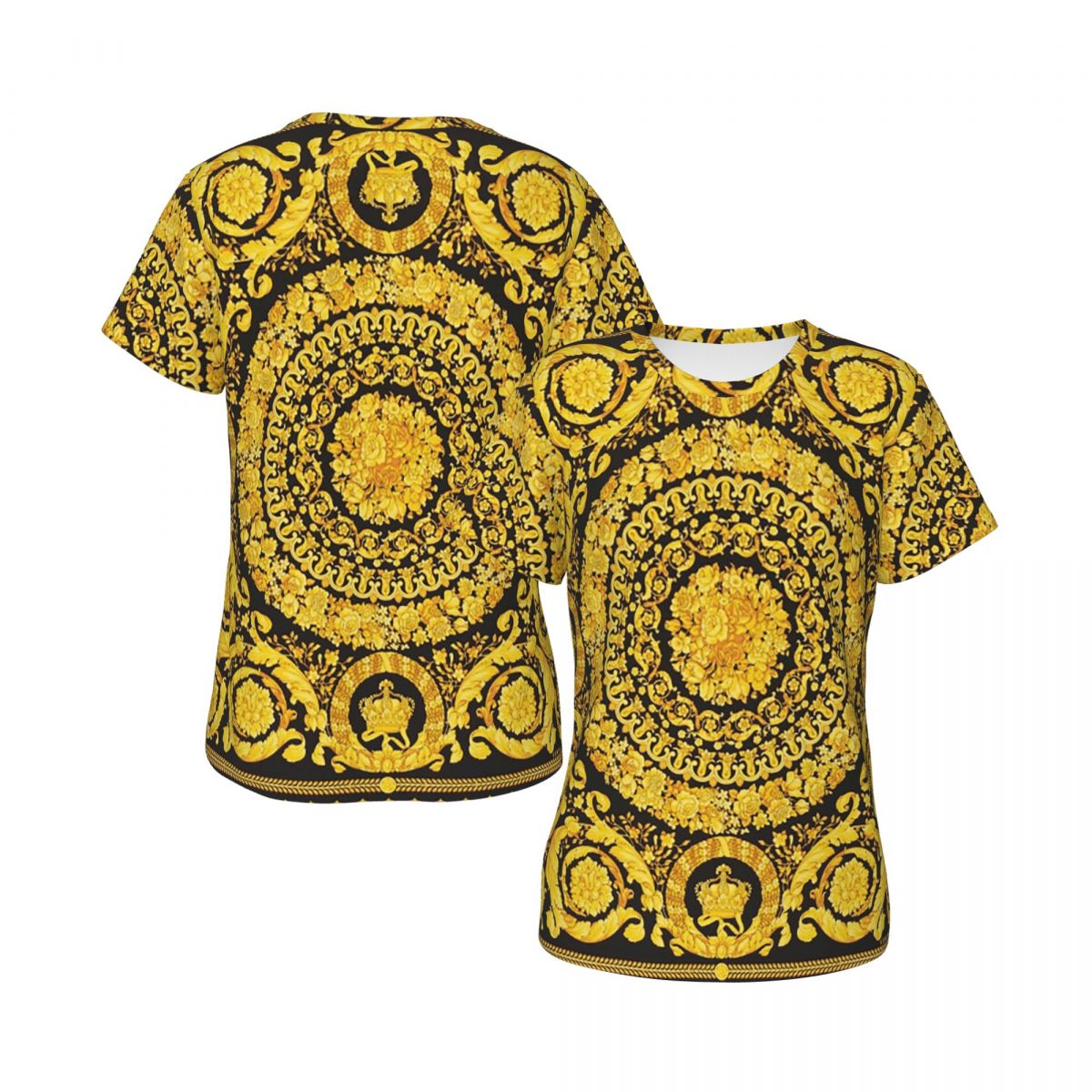装飾的なゴールデンメダリオンバロック Tシャツ女性半袖 Tシ - Summer Clothing For 60 Year Old Woman のレビューと価格