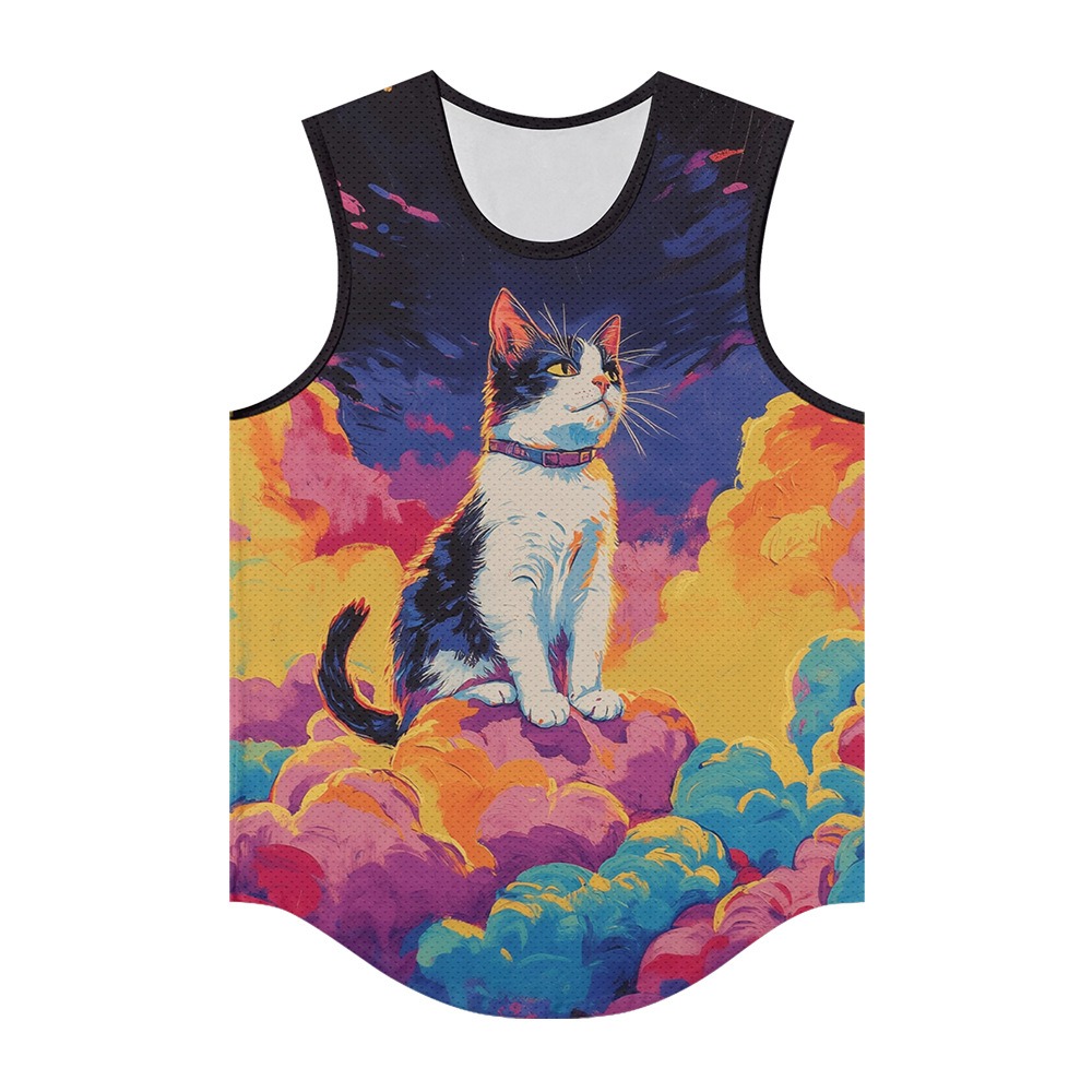 男性ベストトレンディなかわいい招き猫プリント通気性ビーチ休暇 - Summer Clothing Essentials Men のレビューと価格