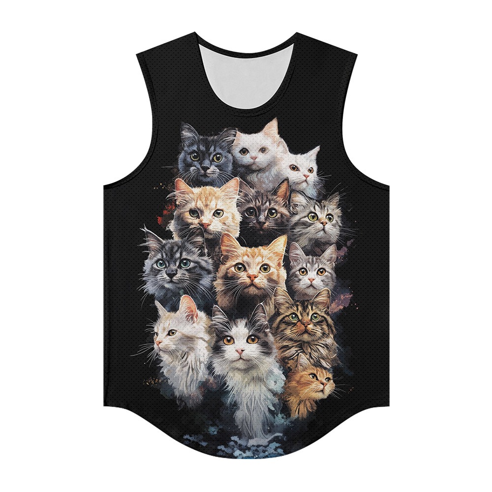 男性ベストトレンディなかわいい招き猫プリント通気性ビーチ休暇 - Summer Clothing Essentials Men のレビューと価格