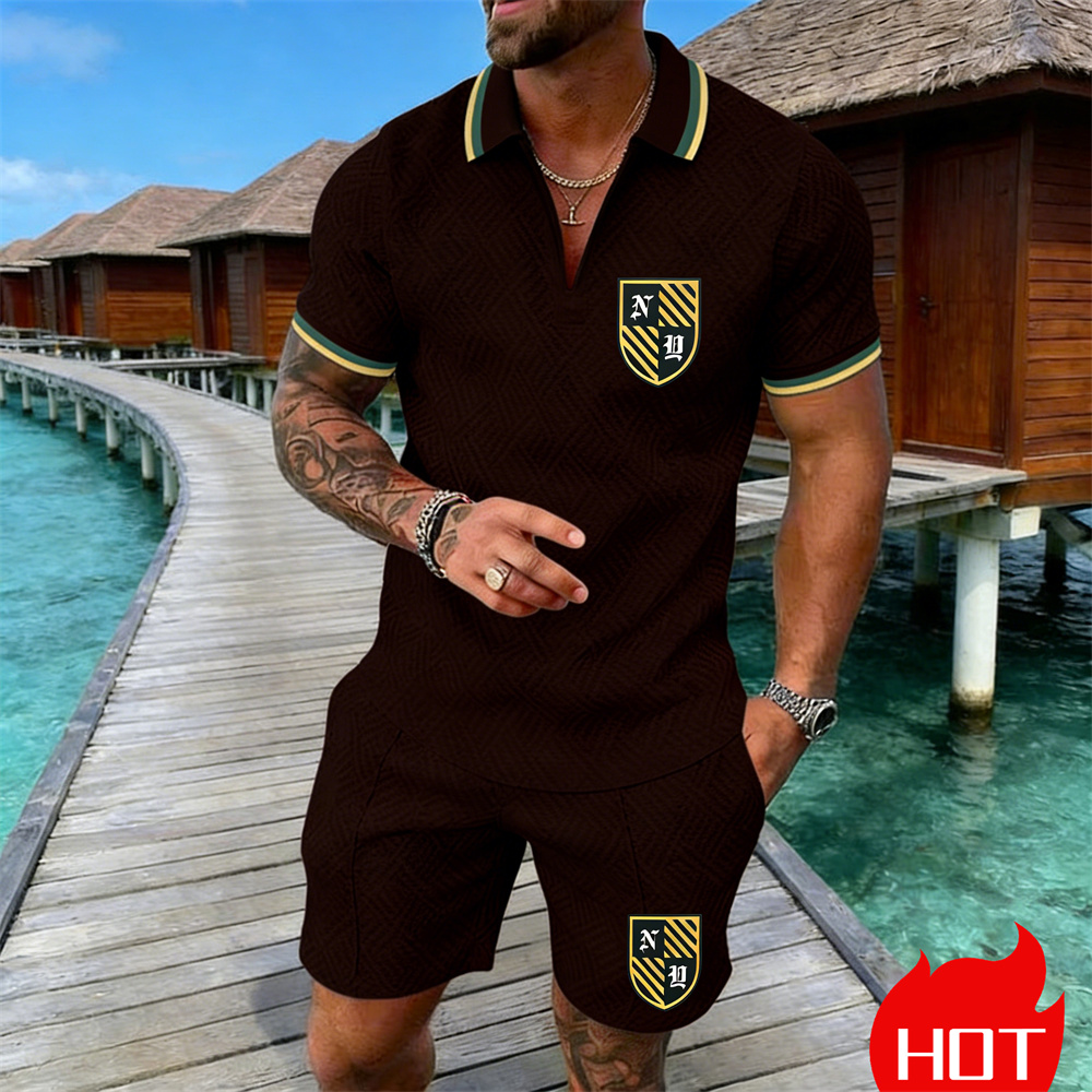 夏用3Dレトロ柄カジュアルメンズポロシャツセットリゾートホテ - Summer Clothing Resort のレビューと価格