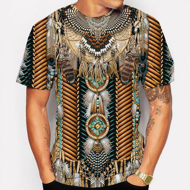 インド Tシャツエスニックスタイル 3D プリントストリート - Indian Summer Vintage Clothing のレビューと価格