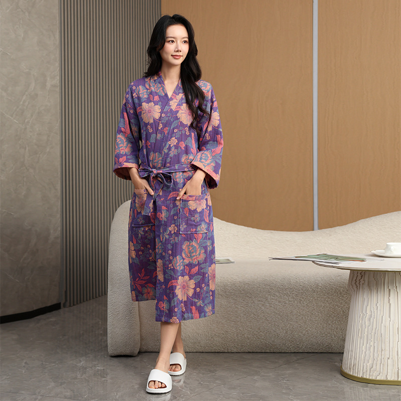 春夏用コットン二重ガーゼバスローブ 薄手ホームウェア 和風着 - Summer Gauze Clothing のレビューと価格
