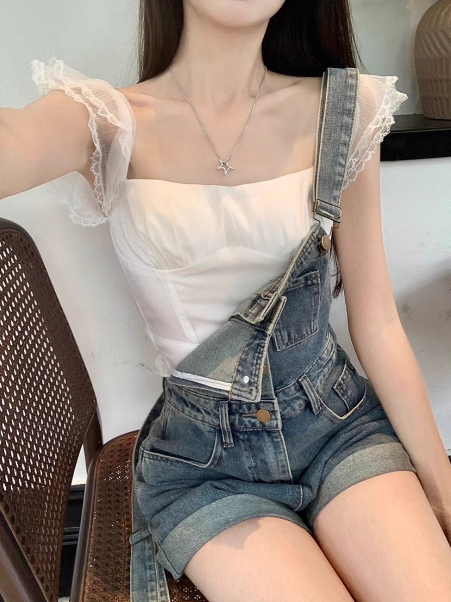 ロンパース女性固体サスペンダーデニム休暇甘い女の子かわいい韓 - Summer Loving Clothing のレビューと価格