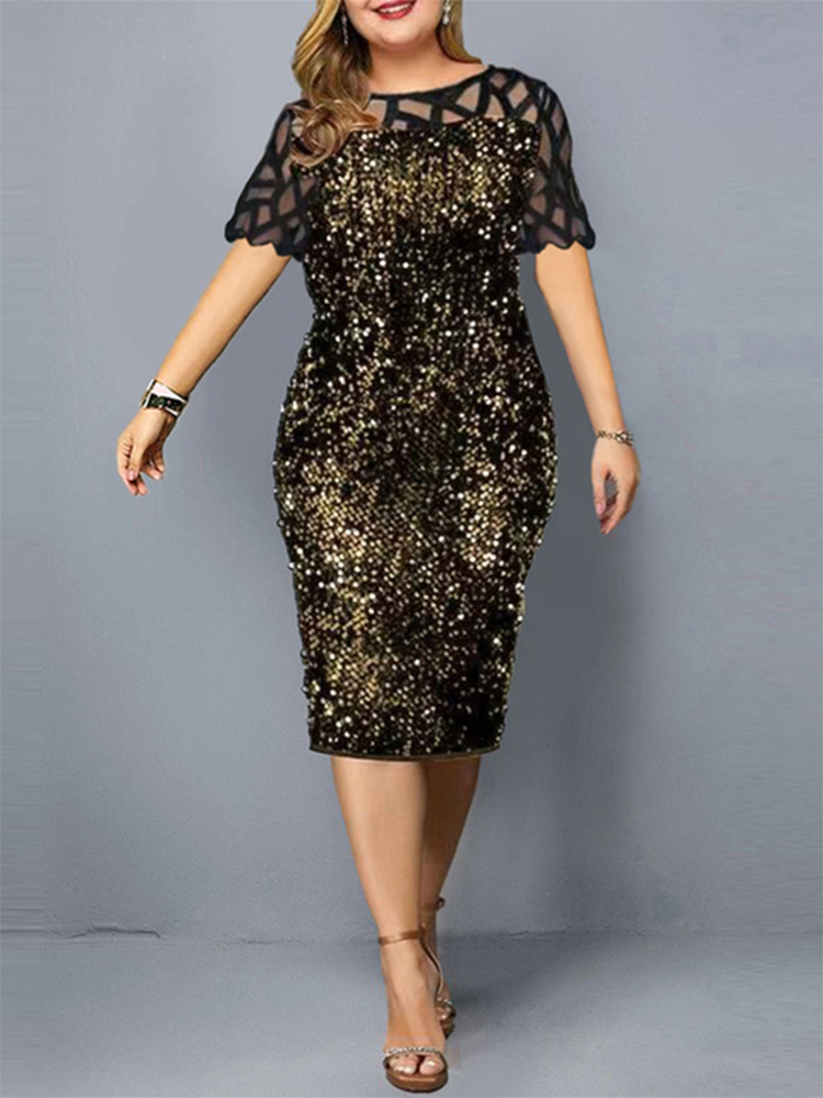 2022 女性の光沢のあるパーティードレス M-5XL サイ - Summer Clothing For 60 Year Old Woman のレビューと価格