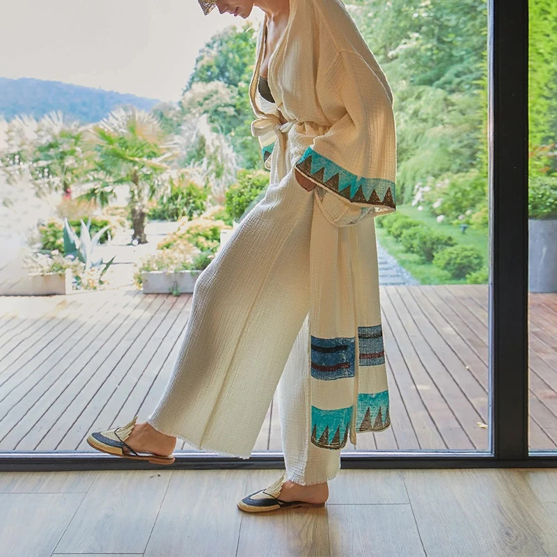 モスリン綿 100% ガーゼパンツルーズカジュアルワイドレッ - Summer Gauze Clothing のレビューと価格