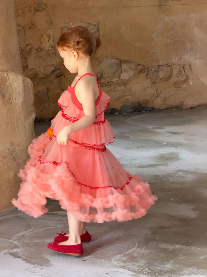 韓国子供服2026夏新作女の子用ドレスノースリーブ赤ガーゼふ - Summer Gauze Clothing のレビューと価格