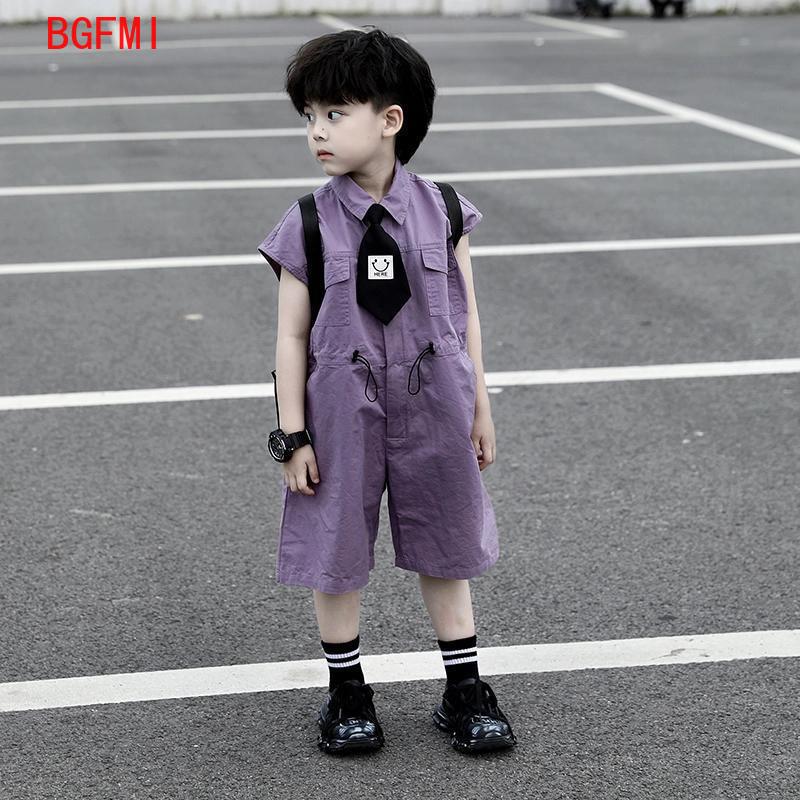 キッズサマーショーツオーバーオールカプリボーイズパープルパン - Summer Clothing Baby Boy のレビューと価格