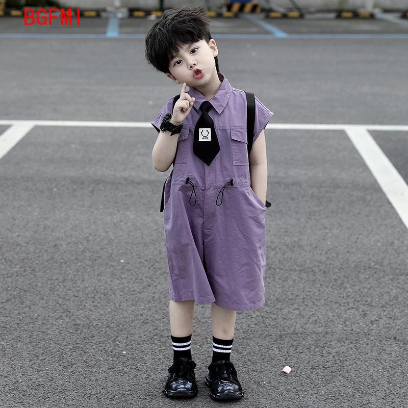 キッズサマーショーツオーバーオールカプリボーイズパープルパン - Summer Clothing Baby Boy のレビューと価格