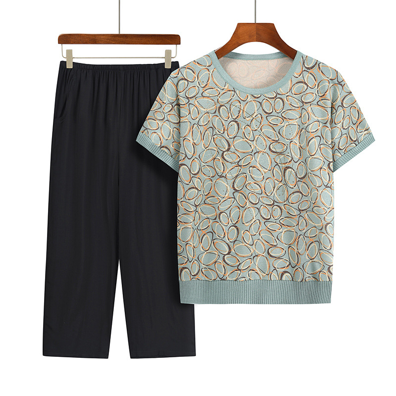 おばあちゃん-ツーピースの女性用カジュアルウェアセット,半袖 - Summer Clothing For 60 Year Old Woman のレビューと価格