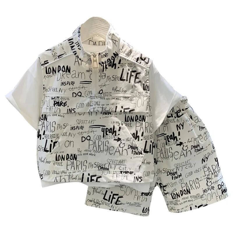 子供用半袖Tシャツとショーツのセット,韓国版の夏服,赤ちゃん - Summer Clothing Drawing のレビューと価格