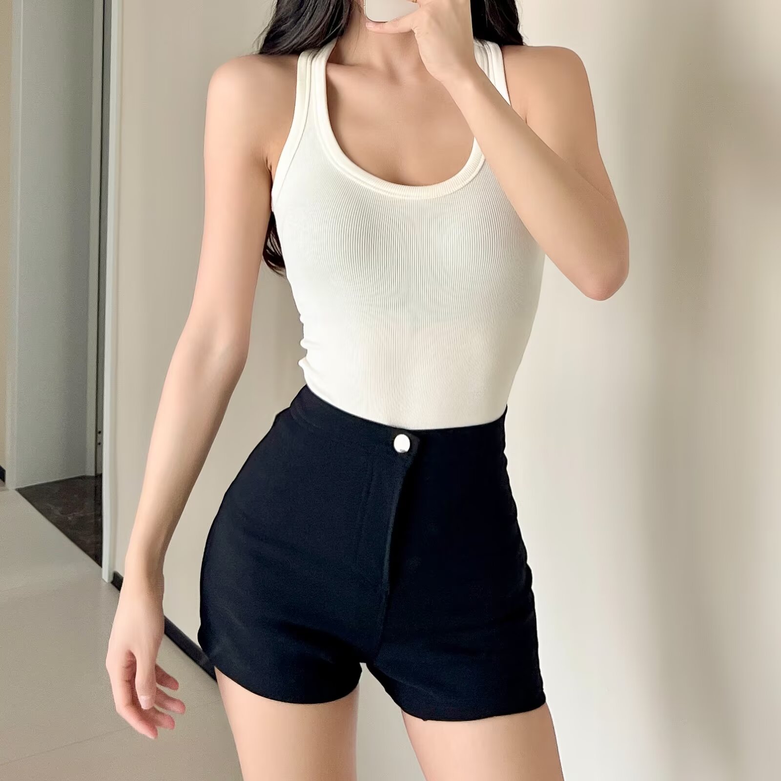 4色展開 夏用 Uネック リブ ノースリーブ ボディスーツ  - Romper Playsuit Women のレビューと価格