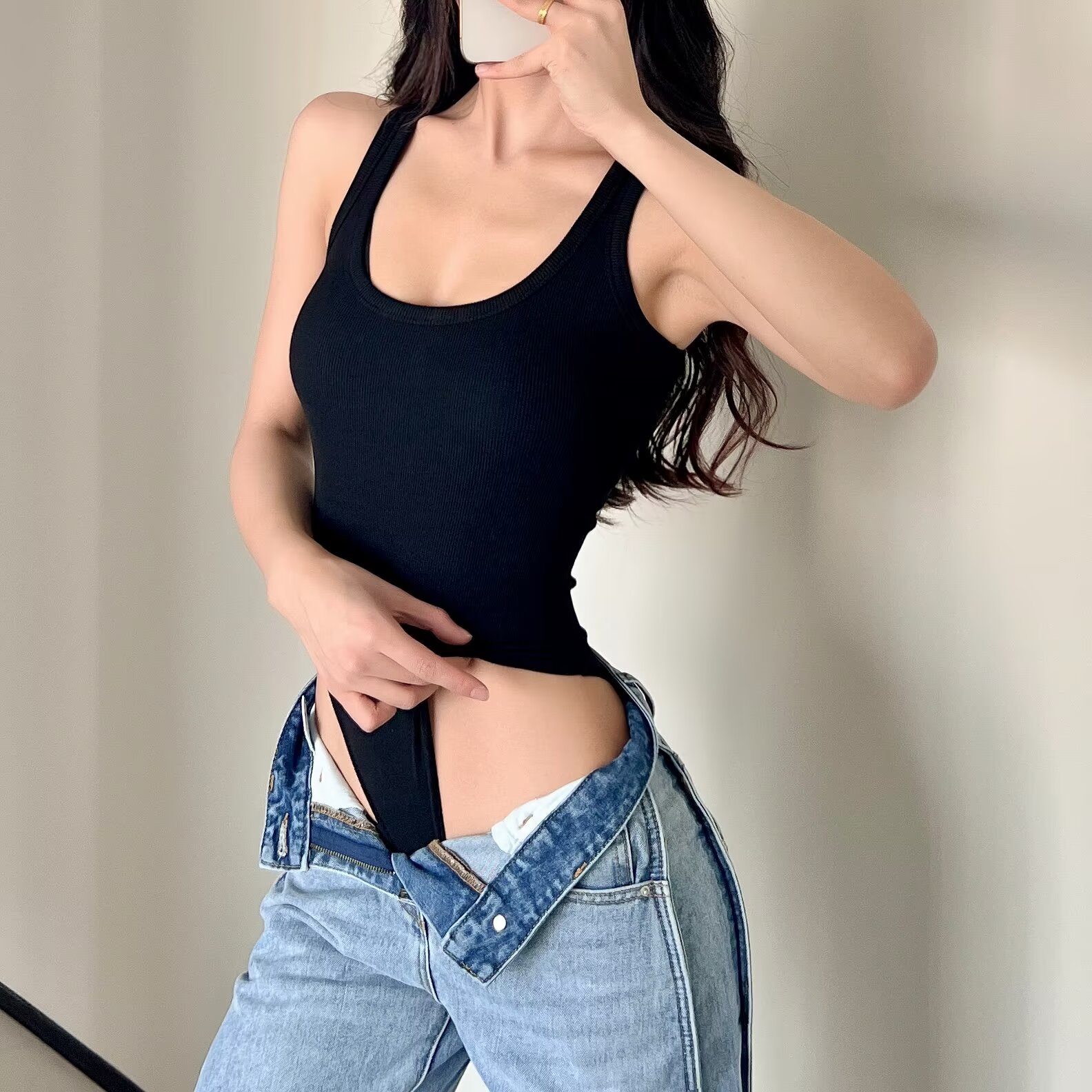 4色展開 夏用 Uネック リブ ノースリーブ ボディスーツ  - Romper Playsuit Women のレビューと価格