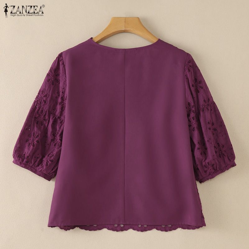 ZANZEA 2026 アイレット刺繍ブラウス女性 V ネッ - Summer Clothing Wear のレビューと価格