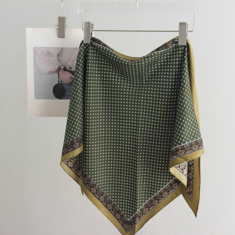 新しいサテン女性のスカーフ絞り染めレトロスカーフベルト衣類ア - Summer Clothing Wraps のレビューと価格